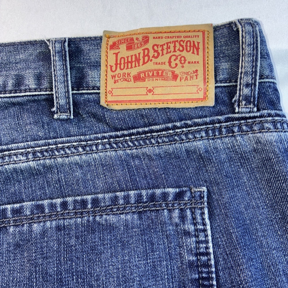 Stetson Rocker Boot Leg Jeans Mens 42x32 Medium Wash Blue Denim 1014 Bootcut - Picture 12 of 13
